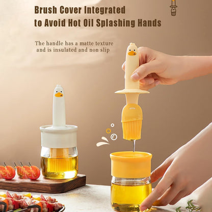 Plastic 2 in 1 Oil Dispenser Bottle with Silicone Basting Brush (1 Set)