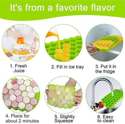 Flexible Silicone Ice Cube Tray, 37 Small Cubes , Fridge Use